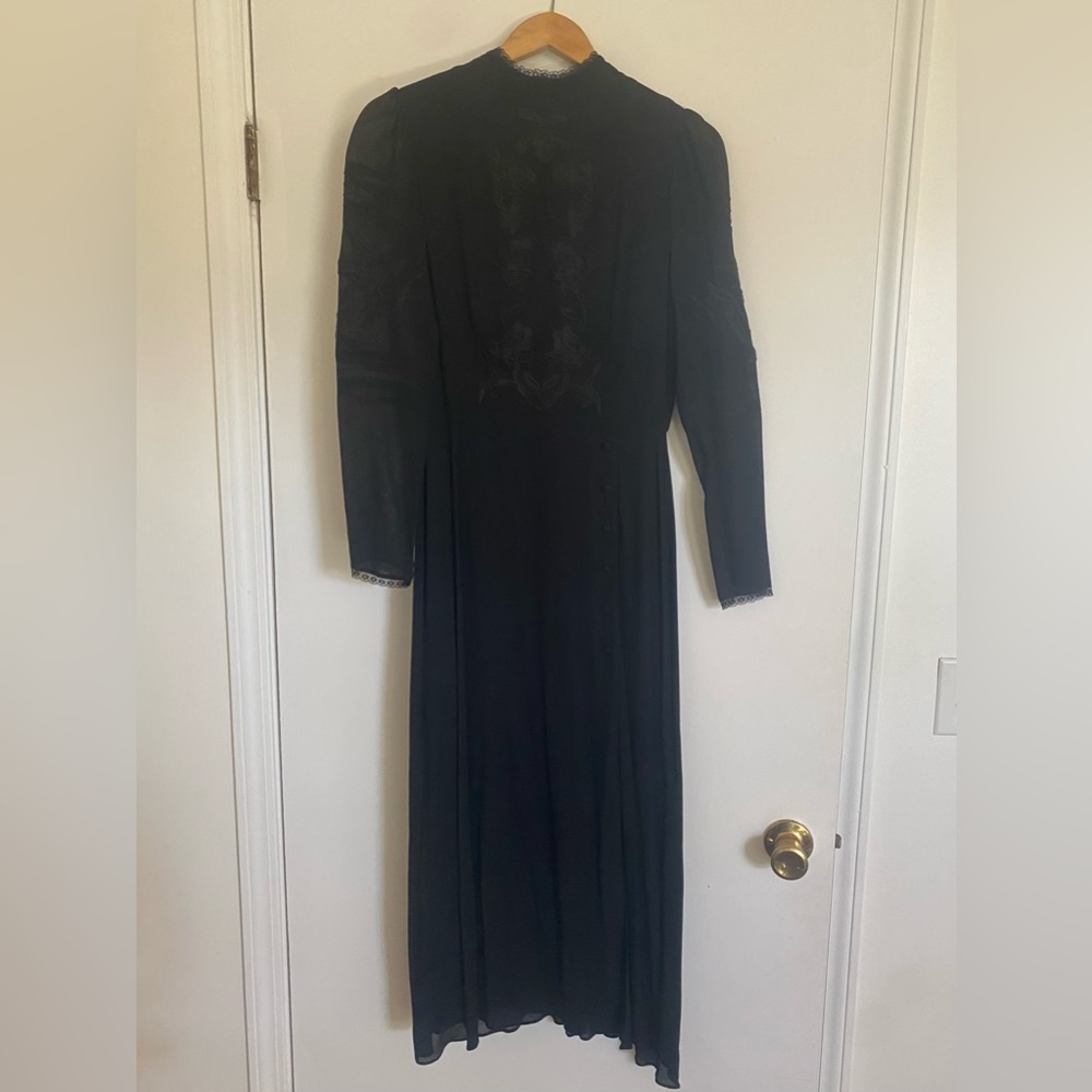 Maxi Reformation sheer black holiday dress, size 4